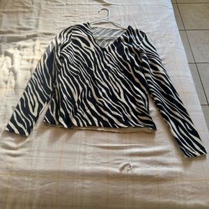 Zebra Print V-Neck Women's Top